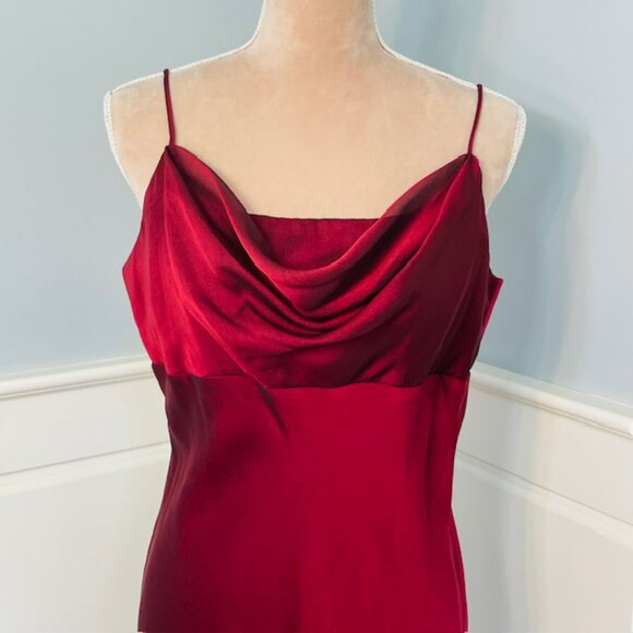 Vintage 90s Y2k Night Way Ombre Cowl Neck Vampy Whimsigoth Gown Burgundy 16 - Picture 3 of 6